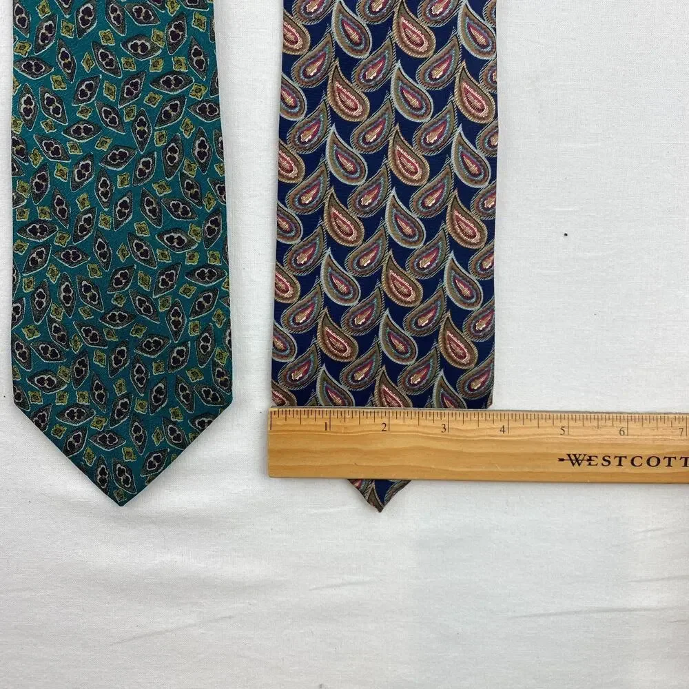 Lot of 3 CHRISTIAN DIOR MONSIEUR Silk Necktie Medallion Geometric Paisley VTG
